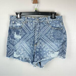 BBJ LA Paisley Light Denim Shorts Distressed Size 9 / 29